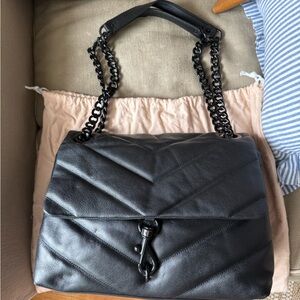 Rebecca Minkoff Black Quilted Shoulder Bag with Chain Strap
